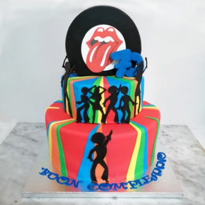 Torta compleanno tema anni '70